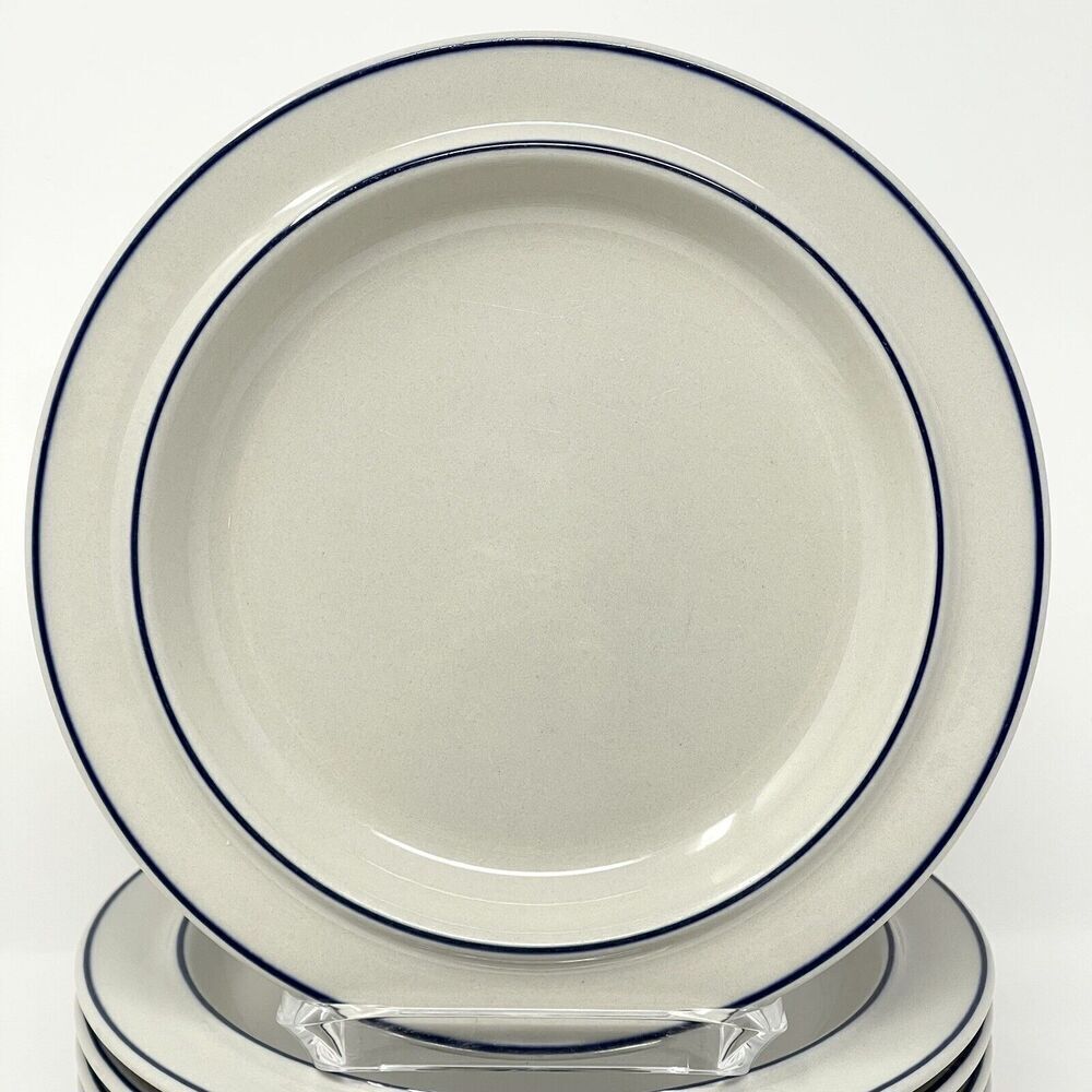 Arabia Finland Saimaa White Blue Rim Vintage Stoneware Salad Side Plate 7.5”